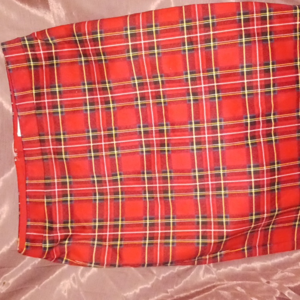 J Crew Red Plaid  Midi Skirt Size 0